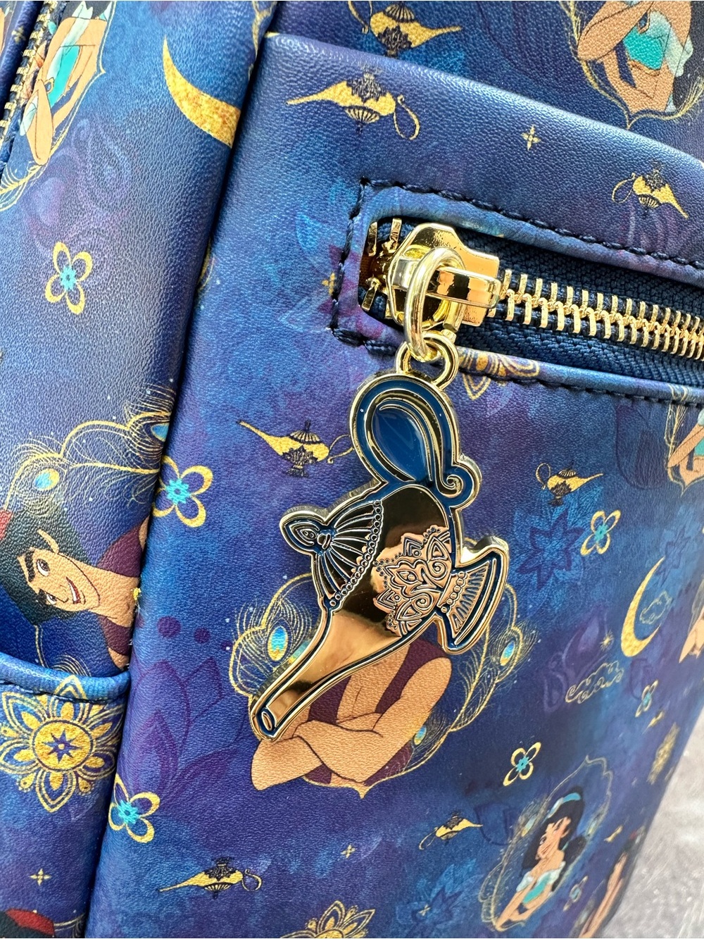 Loungefly Disney Princess Jasmine Patterned Mini Backpack - Blue & Gold - Picture 2 of 5